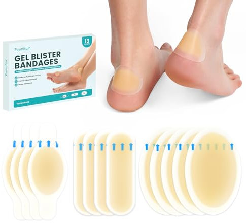 Pansements Ampoule en Gel Hydrocolloïde - Promifun 13 ct - Adhésifs Imperméables Pansements et Bandages pour Bulles - Silicone Blister Bandages Pour Talon, Pied, Orteils,Doigt (Variety Pack)
