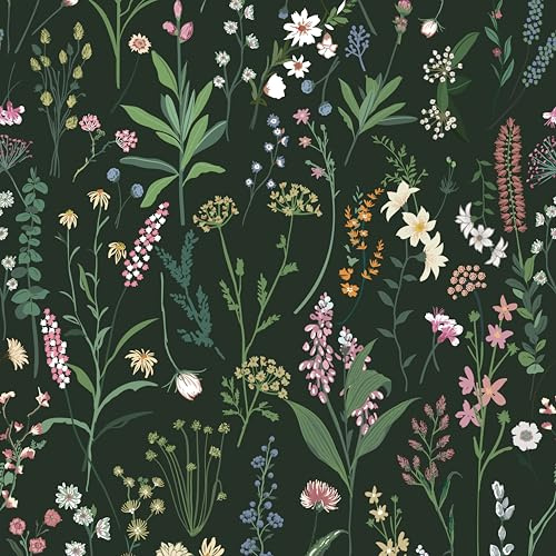 Murgall självhäftande blomtapet små blommor väggtapet 44 x 300 cm vintage möbelfolie dra av och klistra fast bondgård vildträ tapet mörk tapet för vardagsrum sovrum barnrum