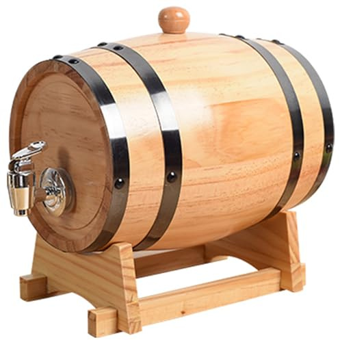 Whiskey Dispenser with Stand, 1L Aging Oak Whiskey Barrel with Tap Dispenser, Wine Barrel for Brewing and Storing Whisky and Wine