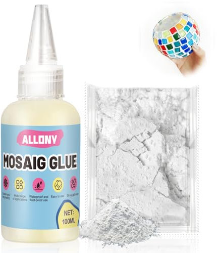Allony Mosaikkleber, Mosaik Kleber, Mosaikkleber Transparent, Mosaiksteine zum Basteln, Mosaik Fugenmasse für Mosaik Steine/Keramik, Wird für Dekosteine, Heimwerkerarbeiten usw Verwendet, 100ml