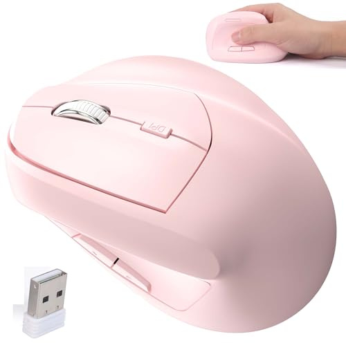 Souris sans fil Bluetooth, ergonomique, verticale, rechargeable, silencieuse, portable, sans fil, double mode, souris optique de haute précision avec récepteur USB à 7 boutons pour PC/ordinateur