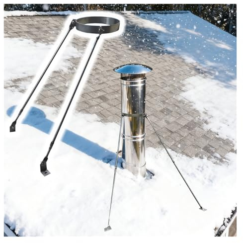 Chimney Pipe Support Bracket for Wind Stability, Chimney Support Bracket with Support Legs, Hoop, 2 Screws, Easy Installation, Customizable(168mm/6.61in)