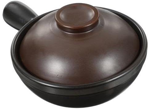 ROMISBABA Cazuela Tradicional de Cerámica de 650 Ml, Pequeña Olla de Barro para Cocina Doméstica, Resistente a Altas Temperaturas, Orificio de Ventilación, Adecuado para Guisos y Arroz,