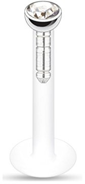 Tapsi´s Coolbodyart® Piercing Labret Lippenpiercing Bioflex 6mm Zirkonia Rund Klar
