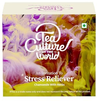 Tea Culture of The World Thé anti-stress | Lavande, sauge sauvage, camomille pour soulager le stress et l'anxiété | Lot de 16 sachets de thé apaisant