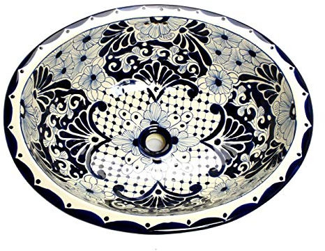 Lavinia - Mexikanisches Ovales Waschbecken | Oval Einbauwaschbecken mit Rand | Keramik Talavera Waschbecken aus Mexiko