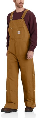 Carhartt Men's Loose Fit Firm Duck Insulated Bib Overall Work Utility Outerwear