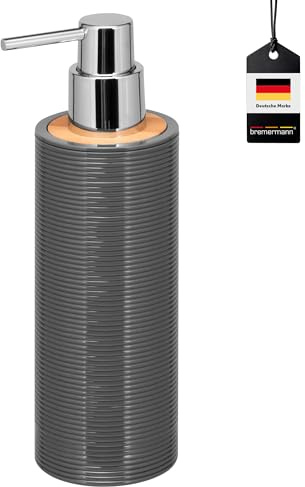 bremermann Seifenspender Segno aus Bambus und Kunststoff // Füllmenge ca. 340 ml (Grau)