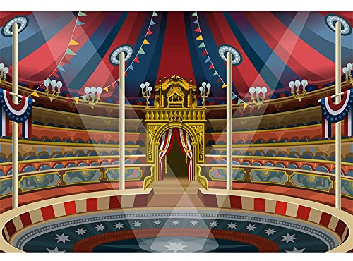 Aoihrraan 3x2m Cirque Toile De Fond Théâtre Spectacle Rayé Tente Coloré Drapeaux Carnaval Photographie Arrière-Plan Nouveau-Né Bébé Shower Anniversaire Fête Garçon Fille Portrait Photo Props