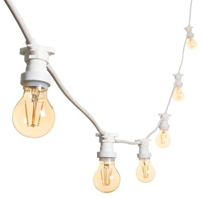 15M Guirnalda Luces Exterior Extensible hasta 500M Cable Blanco E27 Con 30 Bombillas S14 LED 2W (=15W), Impermeable IP65 Guirnaldas Luminosas de Exterior Para Jardín Boda|15M, BLANCO, 30 Bombillas