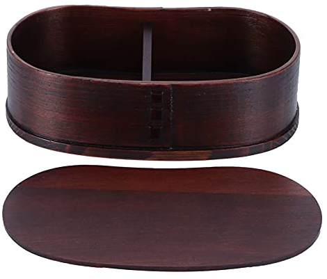 MOBEBI Lunch Container, Bento Box,Japanese Bento Box, Wooden Bento Lunch Box Portable Kawaii Bento Box Wood Lunch Box Containers with Divider for Office Camping(Brown) (Color : Brown)