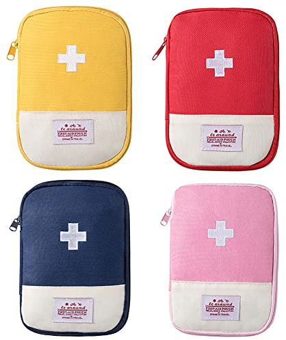 Surakey Mini Erste Hilfe Tasche, 4 Stück Medikamententasche, Tragbar, Klein und Leicht, Medizinische Notfalltasche für Haus, Auto, Reise, Sport, Camping