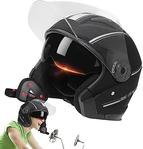 Caschi da moto | Caschi da bicicletta a doppia visiera sicuri con cinturino con fibbia regolabile | Berretto da motociclista da baseball antiurto Caschi da bici per donna Uomo Ciclismo Rianpesn