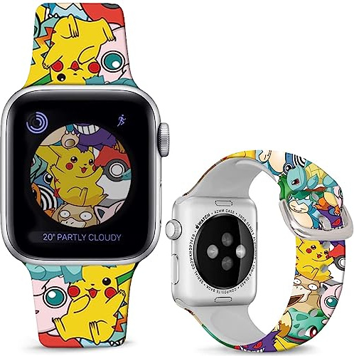 Leotop Sports Soft Silicone Bands Compatible with Apple Watch 49mm/Ultra 46mm 45mm 44mm 42mm 41mm 40mm 38mm,Wristband Pattern Printed Strap for iWatch Series SE 10 9 8 7 6 5 4 3 2 1 for Women Men.