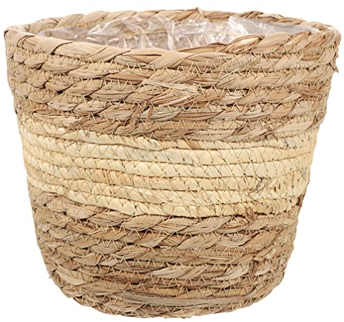 YARNOW Présentoir De Plantes Panier D'herbes Marines Pot De Fleur Tissé avec Doublures en Plastique Conteneurs De Plantes en Osier pour Fleur Rustique Ferme Jardinières L