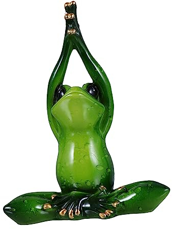 COLLBATH Meditationsfrosch Figur Aus Kunstharz Dekoration Für Kinderzimmer Und Büro Lustige Yoga Frosch Statue Kompakte Größe Platzsparend Einzigartiges Für Froschliebhaber