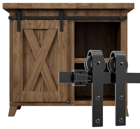 WOLFBIRD 152cm/5FT Schiene Super Mini Schiebetür Hardware Kit für Einzeltür, kleiner Schrank, TV-Stand verwendet (kein Schrank)
