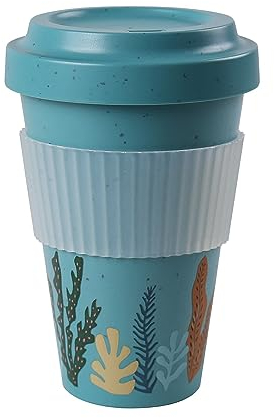 AWAVE Tazza da Caffè per Asporto in rPET 400 ml, Colore: Turchese, con Coperchio, Senza BPA, Riutilizzabile Sostenibile Riciclabile Lavabile in Lavastoviglie, Realizzata con Bottiglie PET Riciclate