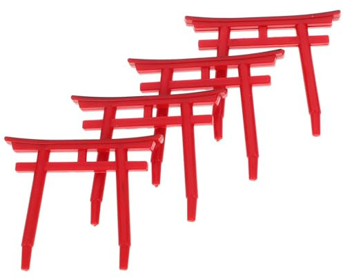 BESPORTBLE 4pcs Mini Torii Gate Red Japanese Shinto Shrine Model Miniature Garden Gate Bridge for Fairy Zen Garden Accessories Fish Tank Landscape Decoration