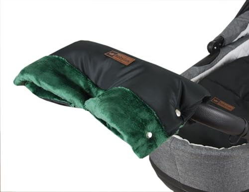 Handmuff für Kinderwagen Große Muff Handwärmer mit Kunstfell Handschuhe für Buggy Kinderwagenmuff (MD2 Grün)