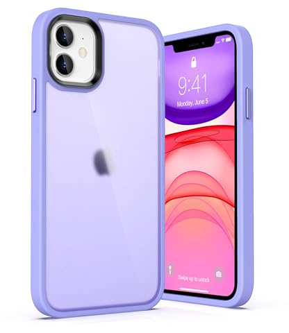 ULAK for iPhone 12/12 Pro Case Clear, [Anti-Yellow] Protection Transparent Shockproof Rugged Cover Soft TPU Hard Bumper Protective Phone Case for iPhone 12 / iPhone 12 Pro 6.1 - Light Purple