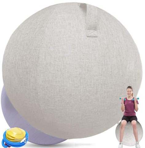 Homnova Sitzball Für Aktives Sitzen, Ergonomische Alternative Zum Schreibtischstuhl, Inkl Stoffbezug, Innenball, Inkl. Handluftpumpe Bürostuhl Alternative Für Zuhause & Büro,003,75cm