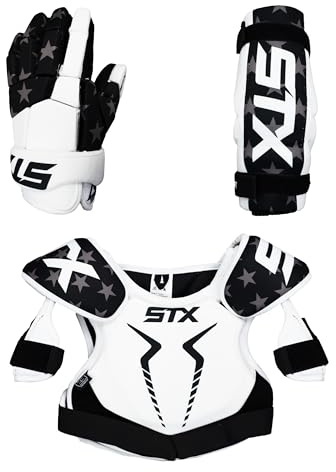 Lacrosse Unlimited 3-Piece STX Stallion 75 USA Youth Starter Set (MD) - MD Gloves, MD Arm Pads, MD Shoulder Pads
