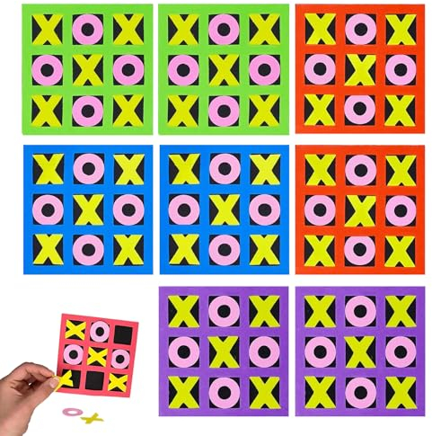 Mezrkuwr 8 Stück Tic Tac Toe Spiel für Kinder Mini-Brettspiel Spielzeug Geburtstag Party Favors Ende des Jahres Klassenzimmer Geschenke für Studenten Kindergeschenke