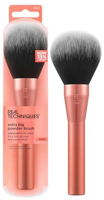 Real Techniques Pinceau à poudre extra large, grand pinceau de maquillage pour poudre, tête moelleuse pour un réglage complet, pinceau XL pour une application rapide, bas de Noël, sans cruauté envers