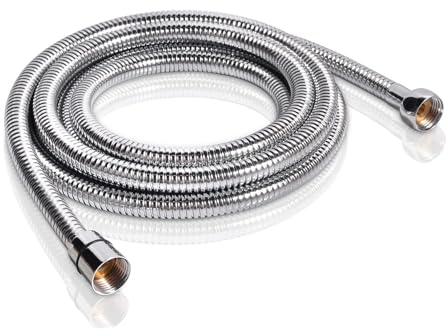 JGR SELECT Manguera Ducha - Flexo Ducha Universal - Apta para Todas las Duchas - Color Plata, Flexible (Plateado - 150cm)