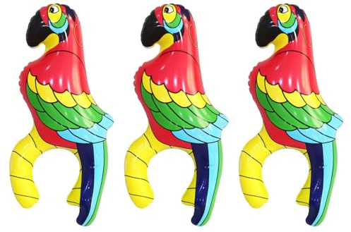 UILYNIU 3 Pack Inflatable Parrot, Pirate Costume Accessories, Pool Beach Party Decoration, Blow Up Inflatable Toys, Pool Accessory for Photo Booth Party Favors Supplies Cosplay (Multicolor)