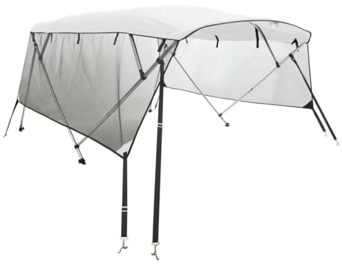 vidaXL Båtkapell med 4 bågar med sidoväggar i nät 243x(170-182) x137 cm