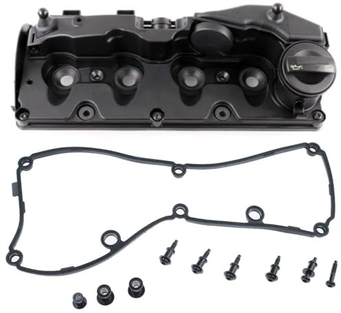 Hajus 1031029 Ventildeckel Zylinderkopfhaube + Öleinfülldeckel Ventildeckeldichtung für A3 Seat Skoda VW Golf Passat 1.6 2.0 TDI 03L103469R 03L103469C