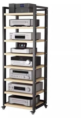 ZCFLWR 8-stufiger, 62 Zoll hoher, großer Audio-Video-Turm-Medienständer, Stereo-Rack-Komponenteneinheit, Lautsprecherverstärker, Spielekonsole, Plattenspieler, Receiver-Schrank für Heimbühnenausrüs