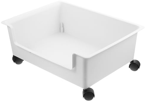 Yardenfun Rolling Book Storage Box with Wheels Small Camellia White Plastic Case Kids Classroom Organizer Student Dormitory Supplies