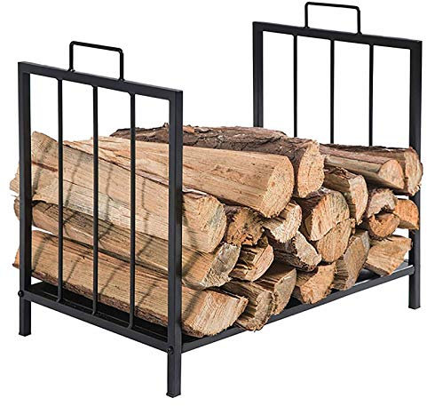 NSTVVEE Indoor Fireplace Firewood Log Rack with Handle,Small Freestanding Wrought Iron Kindling Logs Storage Stand Holder for Stove Fire Pit Farmhouse
