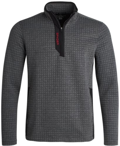 Spyder Herren-Pullover mit Viertelreißverschluss, leistungsstarkes Fleece, 1/4-Reißverschluss, Herren-Sweatshirt für Golf, Wandern, Laufen, GRAU, Groß