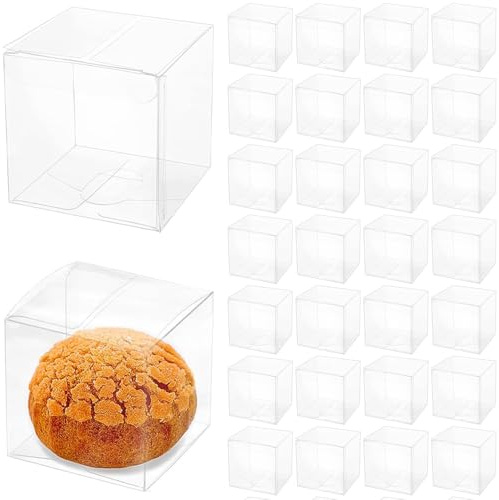 30 Stück 7 x 7 x 7 cm transparente Würfelboxen für Hochzeitsgeschenke, PVC, transparente Geschenkboxen für Schmuckaufbewahrung, Kuchen, Süßigkeiten, Schokolade, Ballon