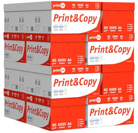 print24 Druckerpapier Kopierpapier 100000 Blatt 20 x 5000 A4 80g Premium Hochweiß CIE 160 PEFC zertifiziert