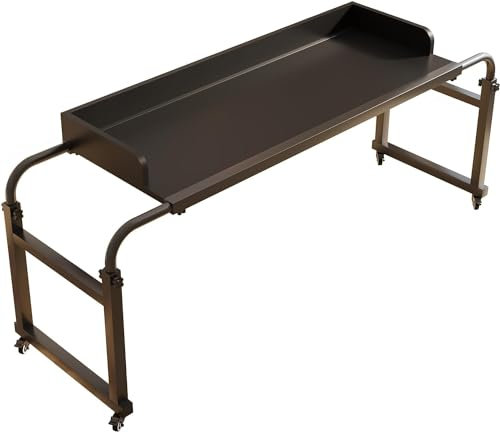 YHKJLYH Überbettschreibtisch, verstellbar von 115–210 cm, Überbetttisch mit Rädern, rollender medizinischer Tisch, Laptopwagen, Betttische, höhenverstellbar von 65–95 cm für Queensize-/Kingsize-Bett