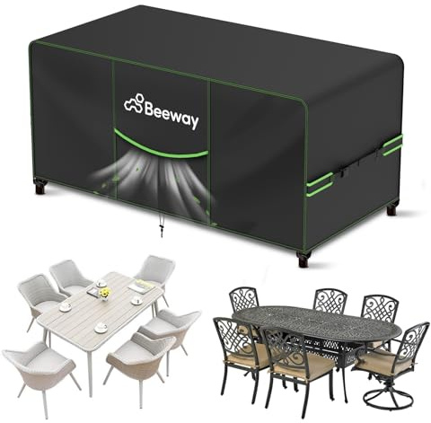 BEEWAY Gartenmöbel Abdeckung Wasserdicht V2.0 170x94x73cm, Schutzhülle Abdeckplane für Gartentische Terrassenmöbel Möbelsets - 420D Oxford Gewebe, Anti-UV, Winterfest