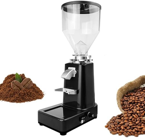 CHANGLKJ Molinillo De Fresas Cónico Ajustable, Molinillo De Café En Grano Eléctrico, Capacidad De 1 Litro, 19 Niveles De Configuración De Molienda Y Dispensación con Control Automático O De Clic