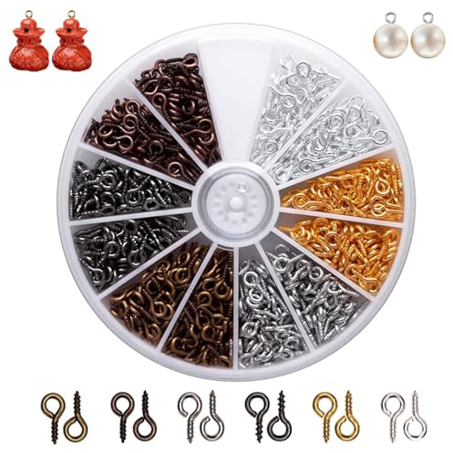 600 piccole viti a occhiello, mini viti a occhio 4 x 8 mm, occhielli a vite, piccole viti, occhielli multicolori, mini viti con occhiello in metallo, ganci per fai da te