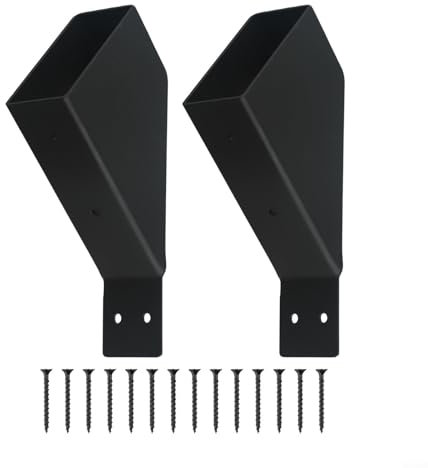 Alanmoship Heavy Duty Pergola Brackets 45 Degree Angle Support Connectors, For Wood Posts Outdoor Structures DIY Black Iron 2 Pack With Screws(2pcs)