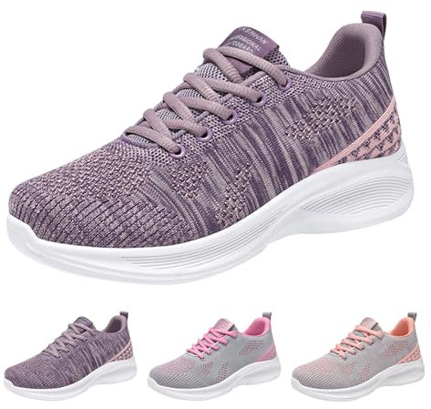 gefütterte Sneaker Damen Sportschuhe Damen Fitnessstudio Luftpolster Low-Top Sneaker rutschfest Laufschuhe StoßFest Jogging Turnschuhe rutschfeste Schuhe Gym Slip in Sneaker Damen Purple 39
