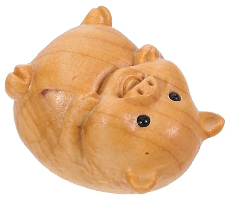 IMIKEYA Statue Cochon en Bois De Thuya Modèles De Petits Ornements Mini-modèle Maison De Poupée à Batterie Statues Mignonnes Gramophone Statue Artisanale Machine à Broder Brown