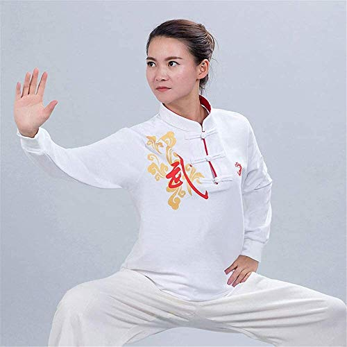 TaiChi Uniform,Tai Chi Clothing, Tai Chi Uniform Clothing, Martial Arts Sets Chinese Traditional Apparel Shaolin Kung Fu Wing Chun Suits Cotton Taekwondo Training Clothes for Men Women(White_Large)