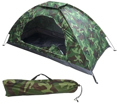 One Man Tent Waterproof ＆ Sun Resitant 1 Person Backpacking Tent Camouflage Patterns Hiking Lightweight Small Tents with Storage Bag Easy Setup for Camping Hiking 1 Man