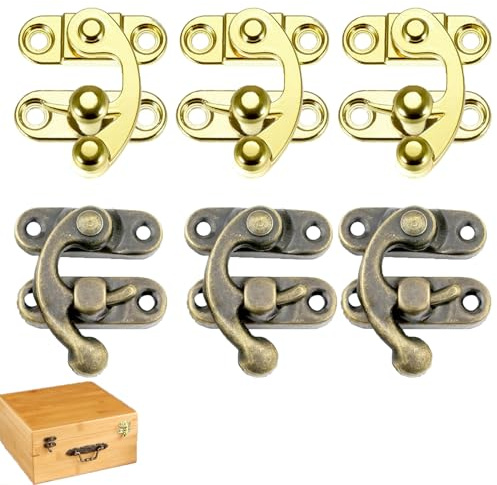 6 Pcs Antique Retro Lock Buckle，for cabinets, wardrobes, Jewelry Boxes | Decorative Hook Buckle with 32mm x 27mm Swing arm，Hardware Lock for cabinets, wardrobes, Jewelry Boxes, and Drawers