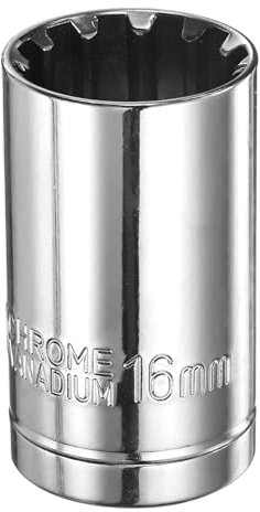 QUARKZMAN Enchufe De 12 Puntos 1/2 De Accionamiento Por 16mm Enchufe Poco Profundo Métrico De Acero De Cromo Vanadio Enchufes Estándar De 12 Puntos Herramienta Manual Para Mecánica Para